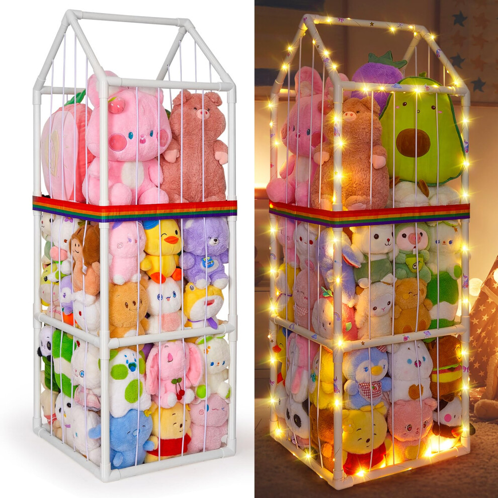 Soft Storage Stuffed Animals Zoo Storage Cage Large Plush Toys Holder Organiser Pvc Cuddly Toy Shelf For Kids Bedroom Nursery Playroom Furniture Mhjy