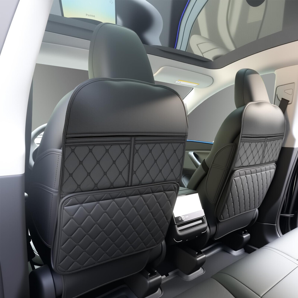 Aycsiyana 2 Pack Kick Mats Back Seat Protector，Seat Back Protector For Kids Feet Car Seat With Car Back Seat Organizer, Seat Back Protector Cover For Back Of