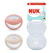 NUK Perfect Match Baby Dummies | 0-6 Months | Breastfeeding Friendly, Orthodontic Soothers | 95% Baby Acceptance** | Red & Beige | 2 Count