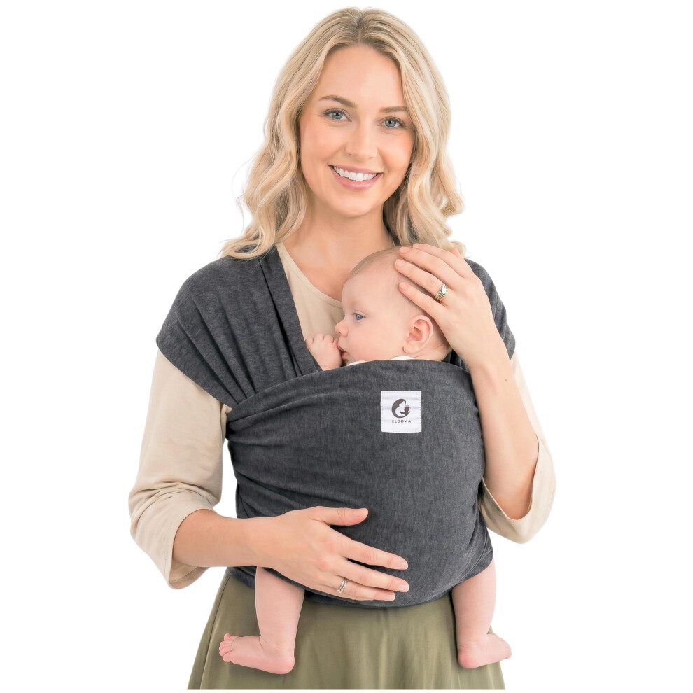 Eldoma Dark Grey Baby Wrap Carrier - Lightweight, Breathable Baby Sling, Hands Free Baby Carrier Sling, Baby Carriers For Newborn, Infant