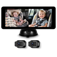 Rimoody 6.86'' Baby Car Camera for 2 Kids HD Bual Rear Facing for Baby, Car Camera for Baby Night Vision Wide View Angle Reusable Sucker Bracket, Eas