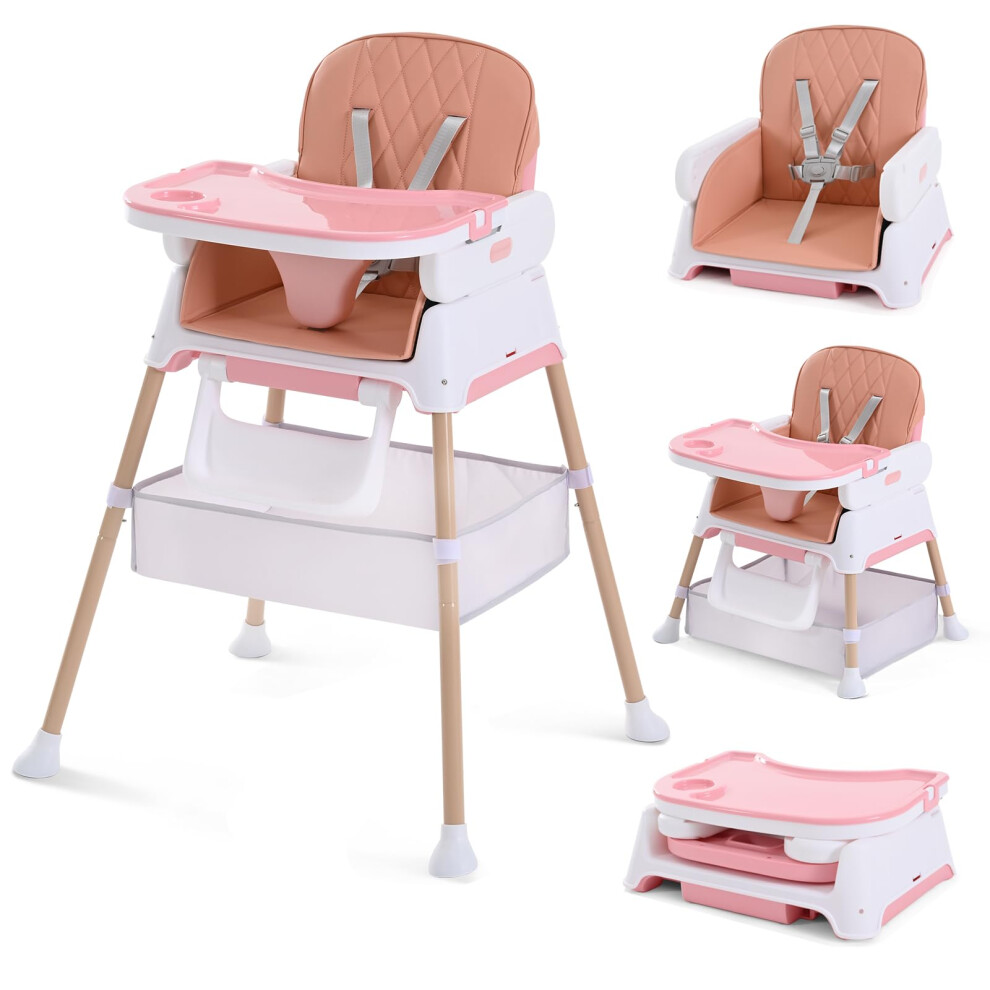 High Chairs For Babies And Toddlers, Adjustable Convertible 3 In 1 Baby High Chair, Portable Compact Baby Infant Feeding Chair Travel Highchair Boost Cozydwells
