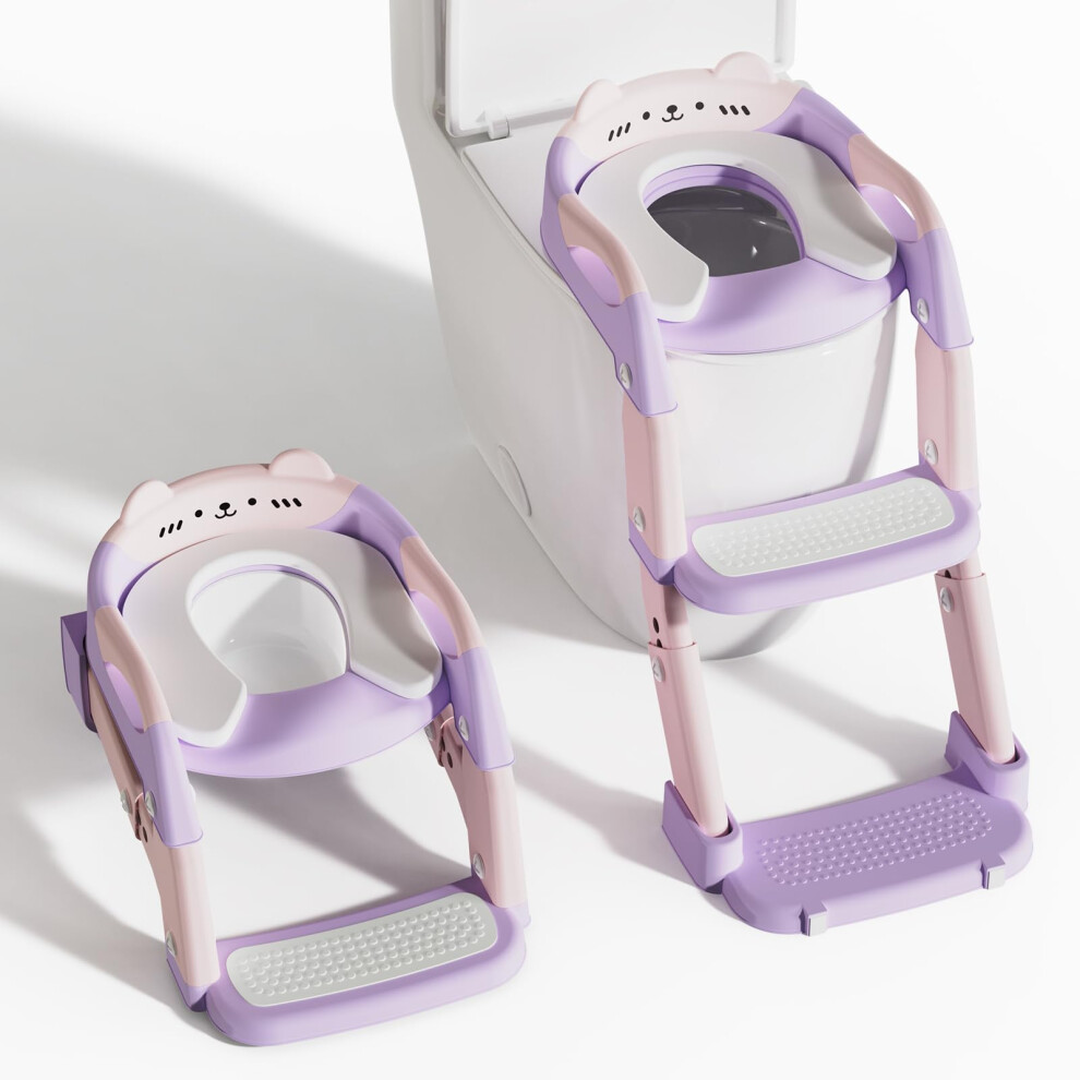Sweetmirth Potty Training Toddler Toilet Seat,Upgrade 3 In 1 Steps Stool,Multi-Functional Splash-Proof Guard,Foldable For Kids Boys Girls,Adjustable Toilet Seat
