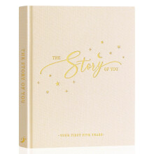Lanpn Baby Memory Book - Linen Baby Book Memories Keepsake - The Story of You - Newborn to 5-Year-Old Journal Scrapbook Photo Album for Boy & Girl (B