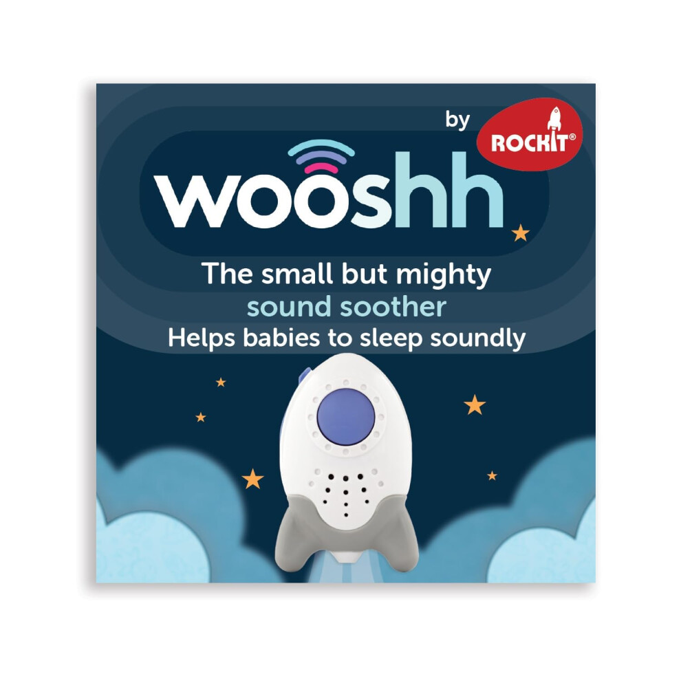 Wooshh By - Rechargeable Sound Soothe, 8 Soothing Sounds, Noise Machine, Toddler Baby Soother And Baby Sleep Aid, Portable Baby Sleep So White Rockit