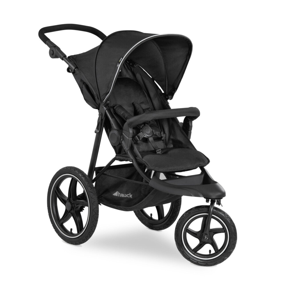 Runner 2, - Robust All Terrain Pushchair With Raincover, Xl Pneumatic Air Wheels, Upf 50+, Reclining Backrest From Birth Up To 22 Kg, Hei Black Hauck