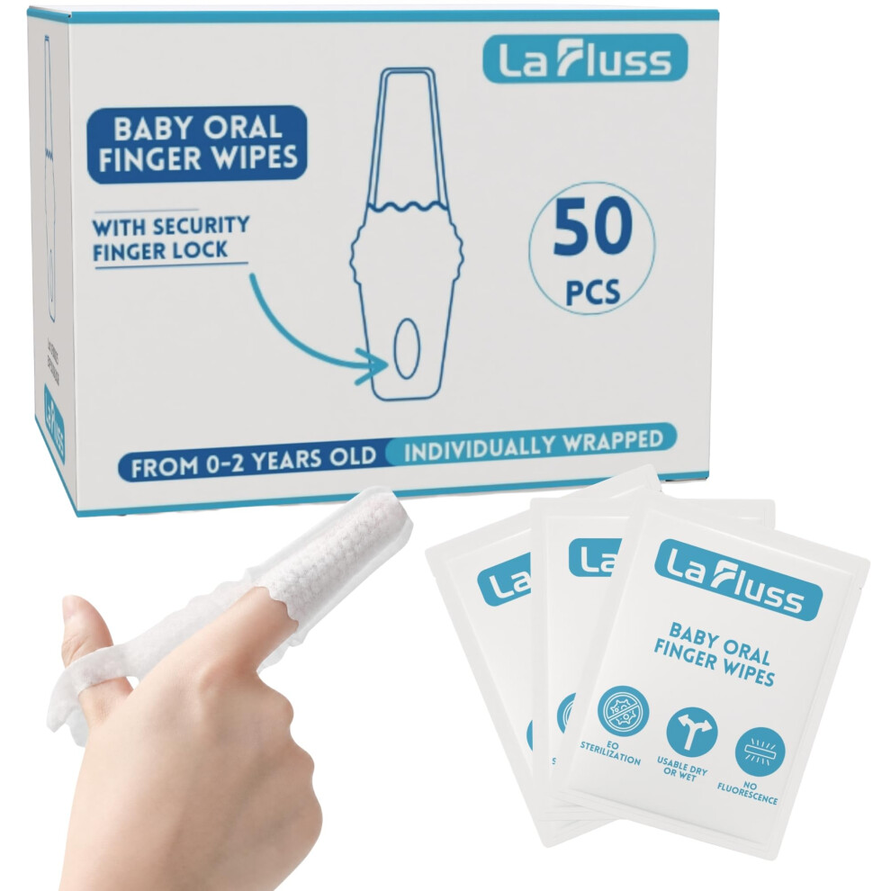 La Fluss 50Pcs Oral Finger Dental Wipes For Babies, Baby Oral Cleaner, Suitable From 0-24 Months, Soft & Gently Clean Your BabyâS Mouth, Gums And To