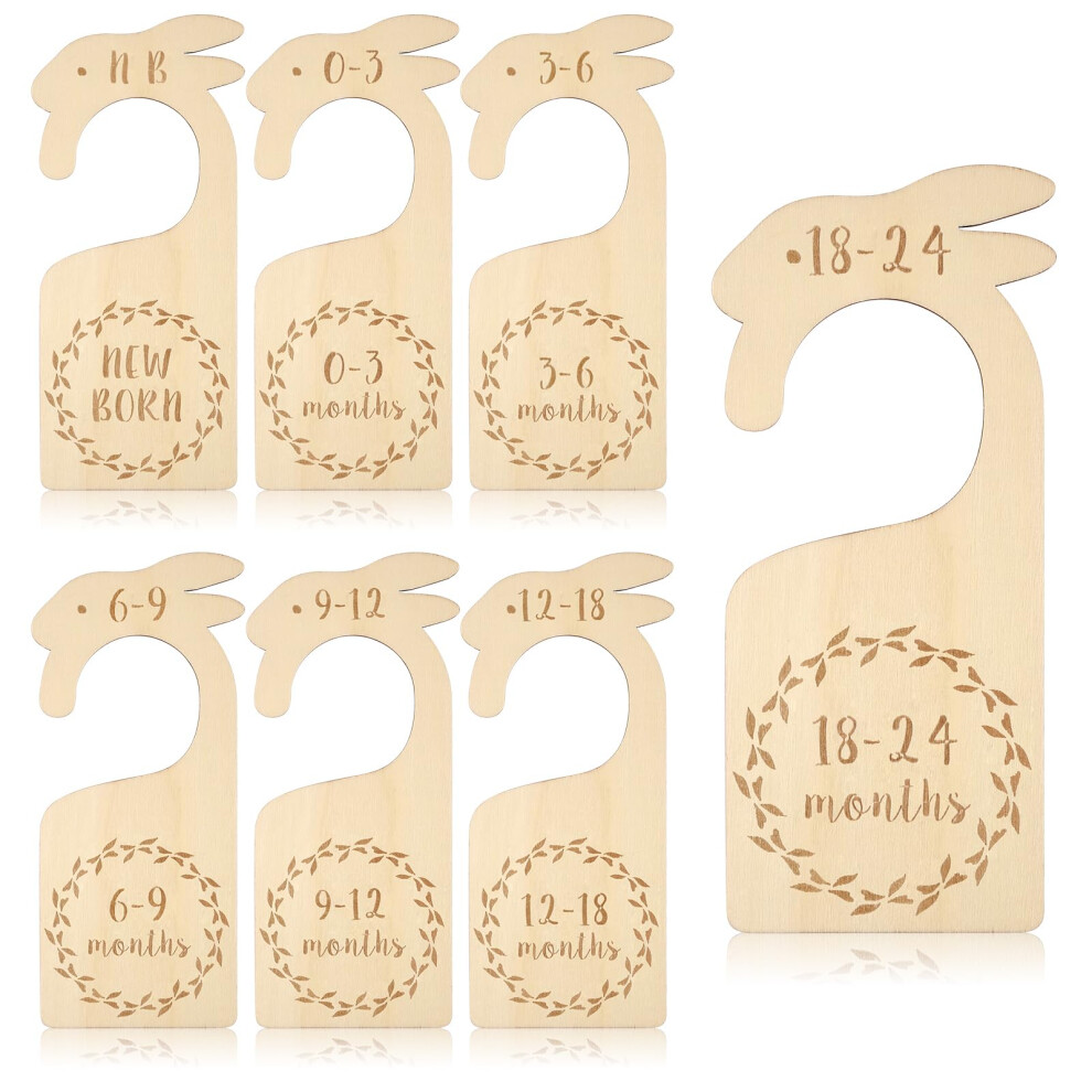 Hagot 7 Pcs Baby Wardrobe Dividers, Cartoon Baby Wardrobe Dividers, Wood Baby Clothes Separators From Newborn To 24 Month, Baby Gifts For Parents