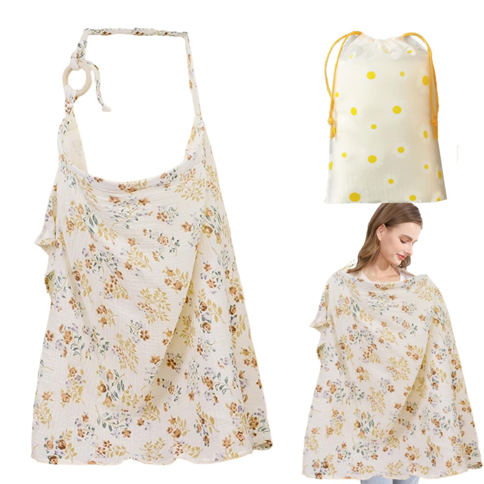 Breastfeeding Cover Muslin Baby Breast Feeding Cover For Mum Infant Stroller Nursing Cover Soft 360 Coverage Breathable Lightweight Apron For Privac Kamhbe