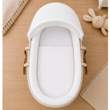 For Your Little One Moses Basket Bedding Set – Waffle & Dimple Designs with Hood, Quilt & Bumper | Soft & Breathable (Moses Basket Not Included!) (W