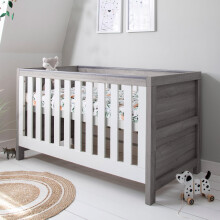 Tutti Bambini Modena Baby Cot Bed - 3-in-1 Wooden Baby Cot/Crib, Toddler & Day Bed with Teething Rails & Adjustable Base, from Birth to 6 Years, Grey
