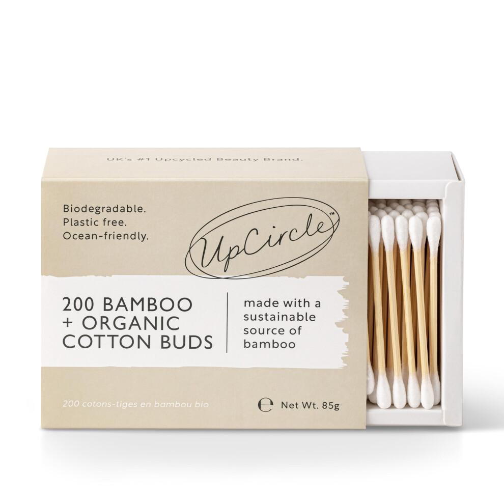Upcircle Bamboo Cotton Buds - 200 Pieces - Biodegradable, Sustainable, Plastic-Free, Fully Recyclable Ear Buds - A Staple For Any Bathroom