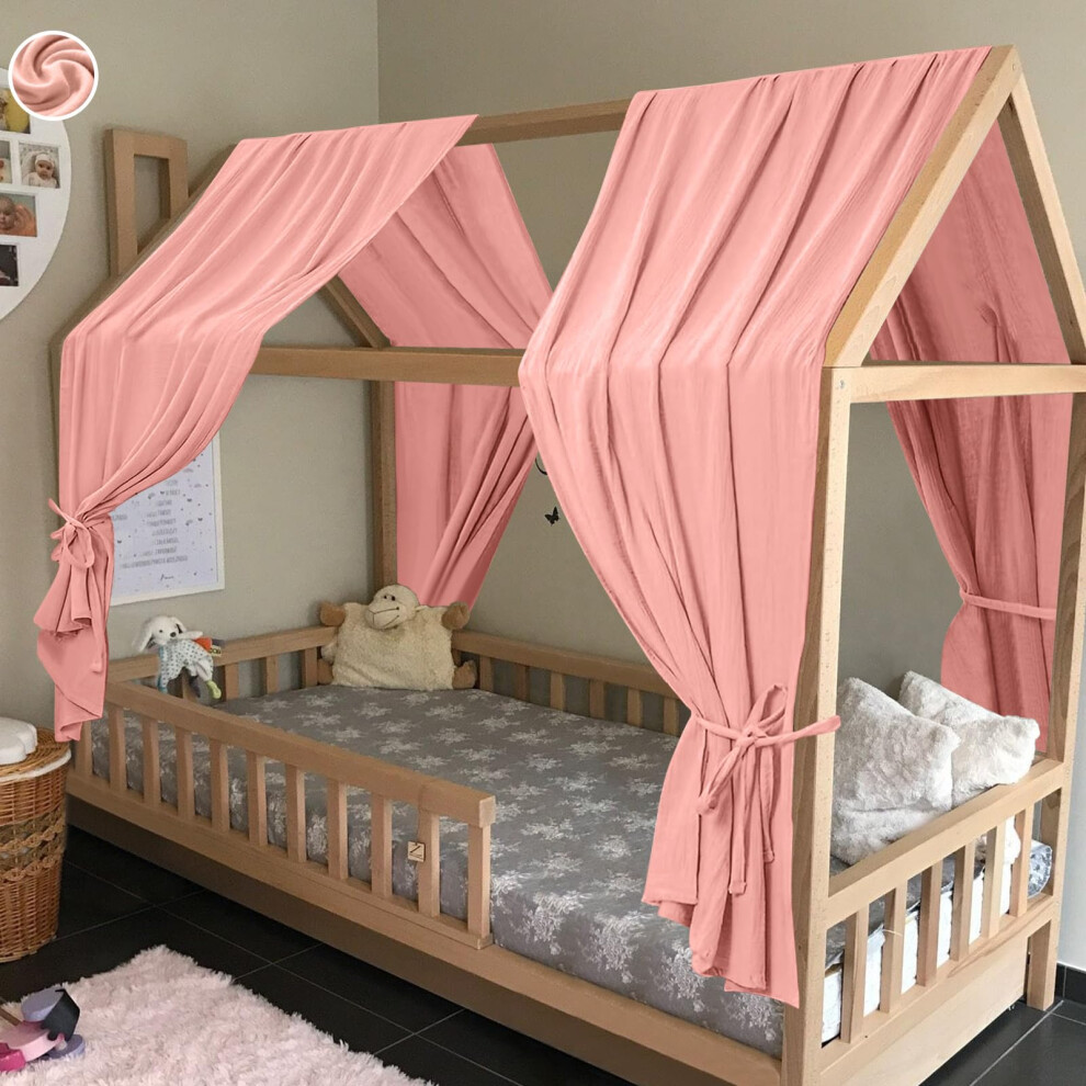 Hotut Extra Wide Princess Bed Canopy, 2Pcs Large Children Bed Canopy, 100% Cotton Girls Mosquito Net, Kids Princess Play Tents Nursery Room Decoratio
