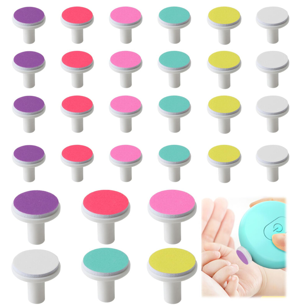 Rjllkd 30Pcs Baby Nail File Pads, Nail Trimmer Replacement Pads For Electric Baby Trimmer Nail Grinding Polishing Head Universal Children's Spare Nails Grin