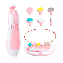 Qunlions Life Baby Nail Trimmer, 8 in 1 Baby Nail Clippers Electric, Electric Nail File Baby with Light, Baby Nail Care Kit with 6 Grinding Heads for
