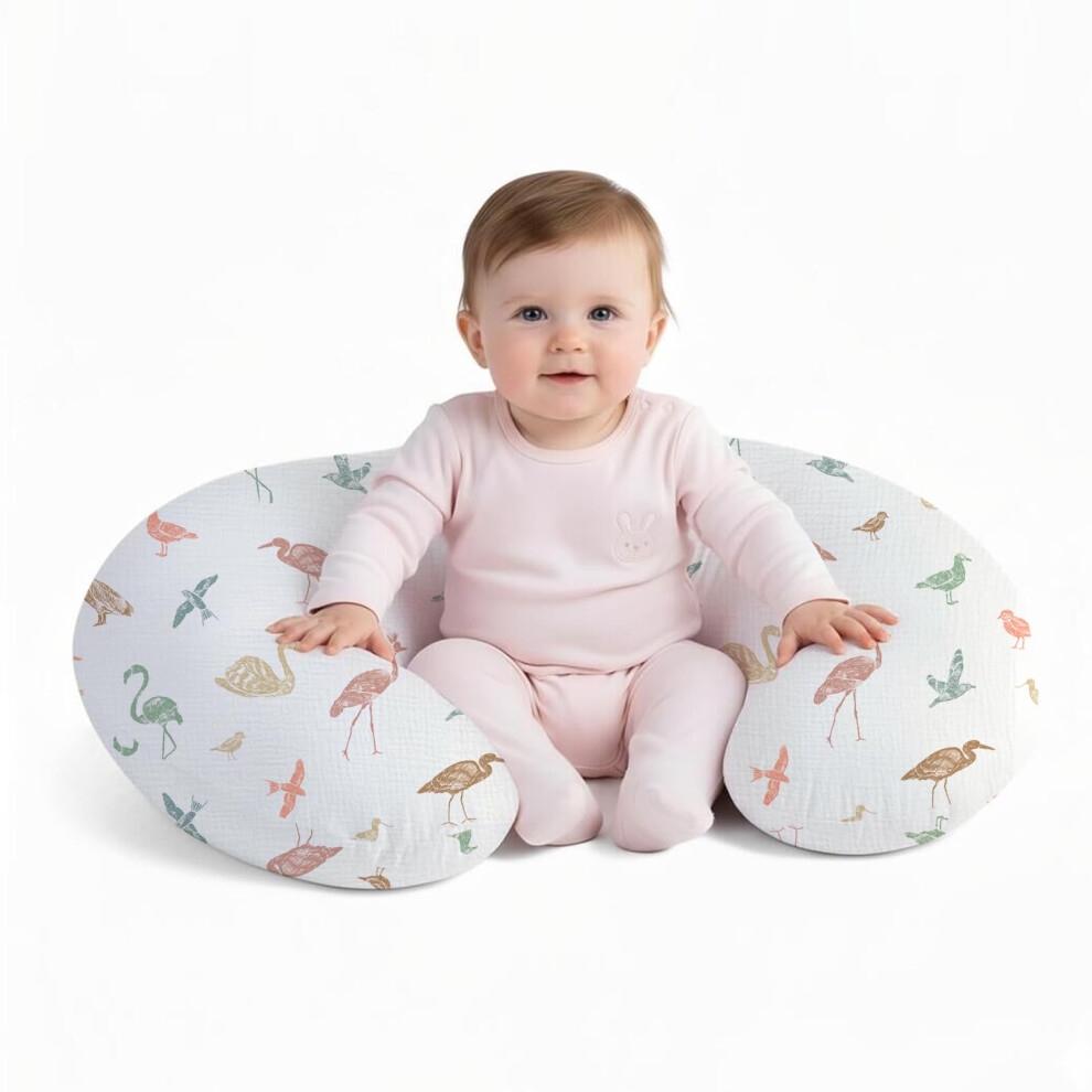 Little Grape Land Nursing Pillow For Mum & Baby, 100% Cotton Muslin Cover, Oeko-Tex Standard 100 Certified, Removable Washable Cover, Multifunctiona