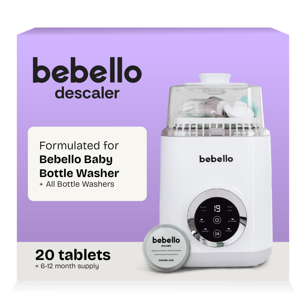 Descaler Tablets For Bottle Washer - 20-Count Fast-Acting Limescale Remover For Baby Bottle Washer Machine - Perfect Descaling Tablet Bebello