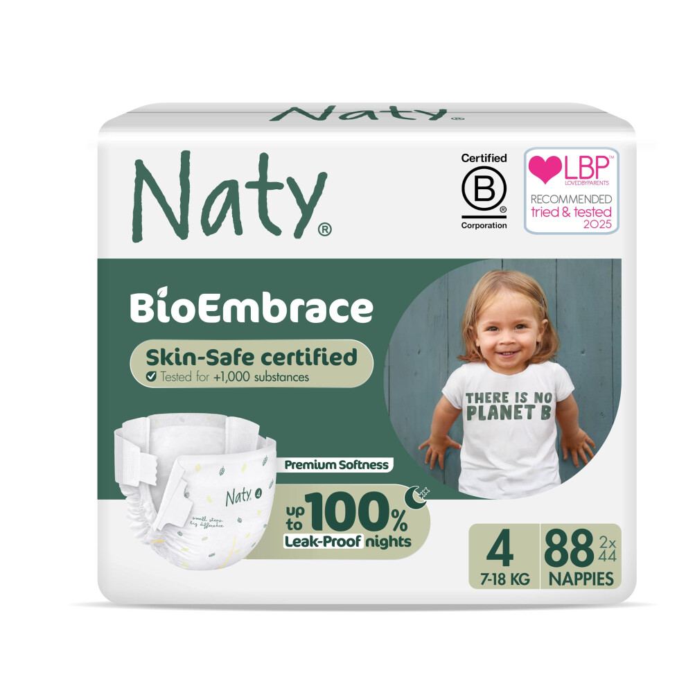 Bioembrace Baby Nappies | Sensitive Skin Safe Certified | Leak Protection Up To 100% | Plant-Based Softness, Premium Comfort | Chlorine-Free |Si Naty