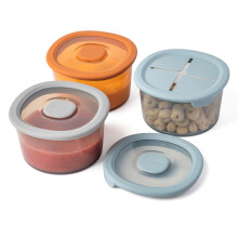 Moonkie Silicone Baby Food Storage Containers | 240 ml Baby Food Jars with Airtight Lids and A Snack Lid | Snack Containers for Toddler | BPA Free |