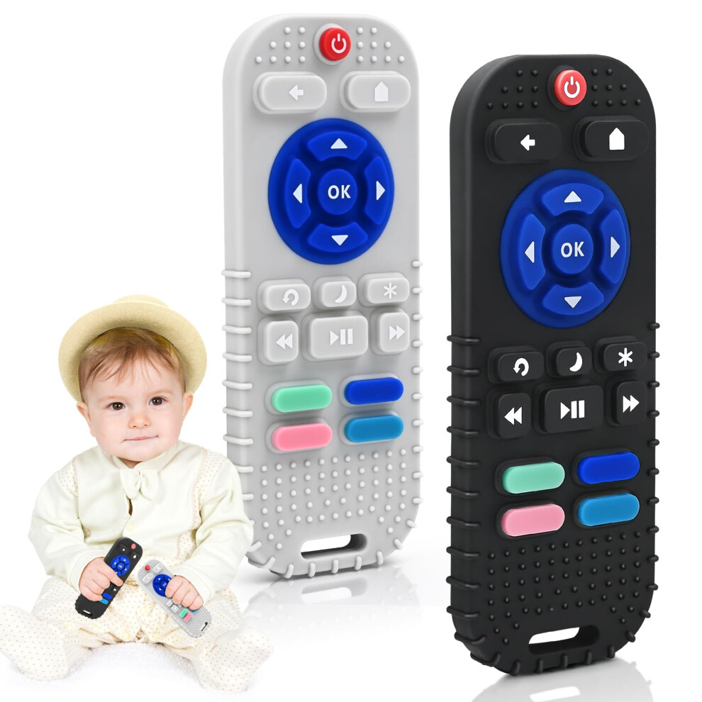 2 Pack Baby Teether For Teething Relief Baby Toys 0 3 6 9 12 Months, Sensory Silicone Remote Control Baby Teether Toy For Babies Newborn Infant Boy G Aituitui