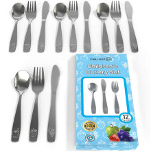 12 Piece Stainless Steel Kids Silverware Set - Kids Utensil Set - Metal Kids Cutlery Set Includes 4 Small Kids Spoons, 4 Forks & 4 Knives