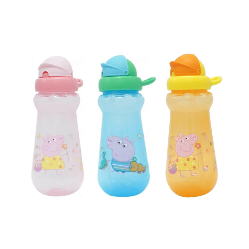 Peppa Pig Peppa Pig Water Bottle, 3 Pack Pink Blue Orange Colourway Pack 340ml