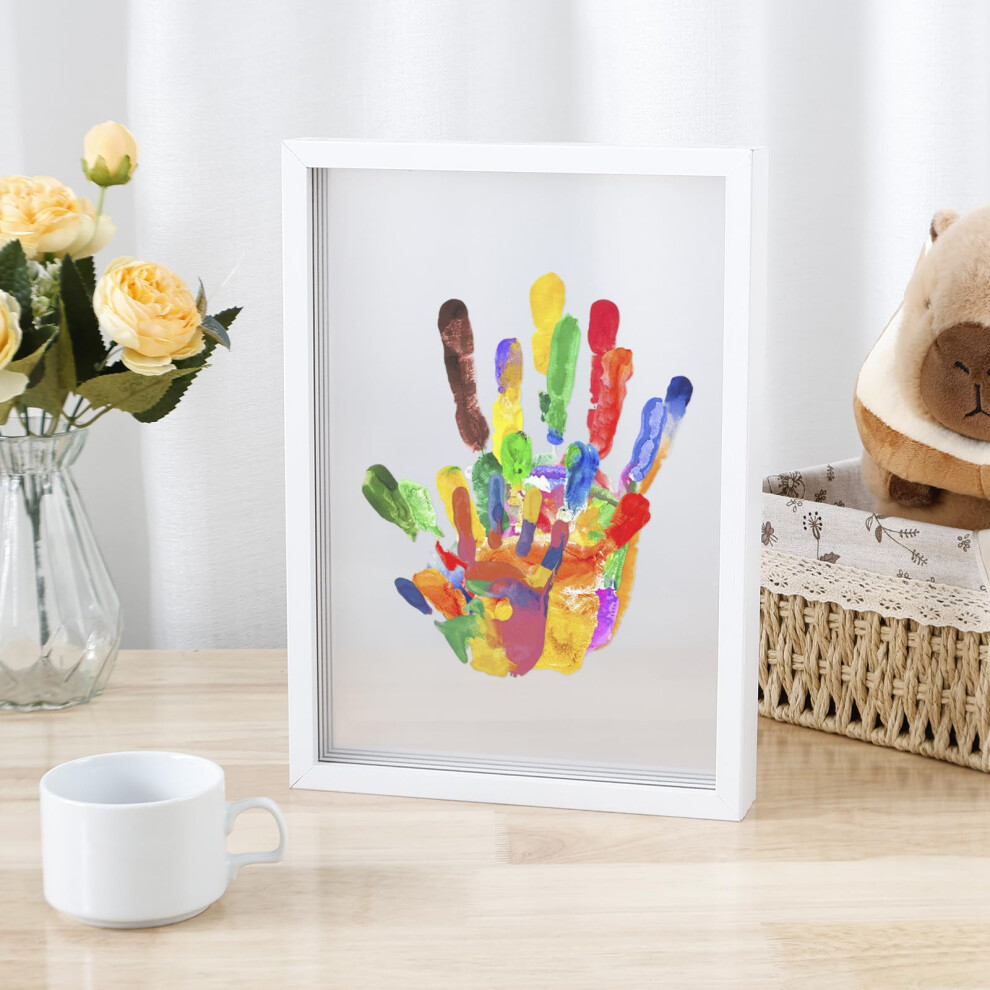 Gatphy Family Handprint Kit Clear Diy Craft Keepsake Wooden Frame Four Baffles Six Paints Baby Hand And Footprint Photo Kit Pet Paw Print Family Keepsake Ho