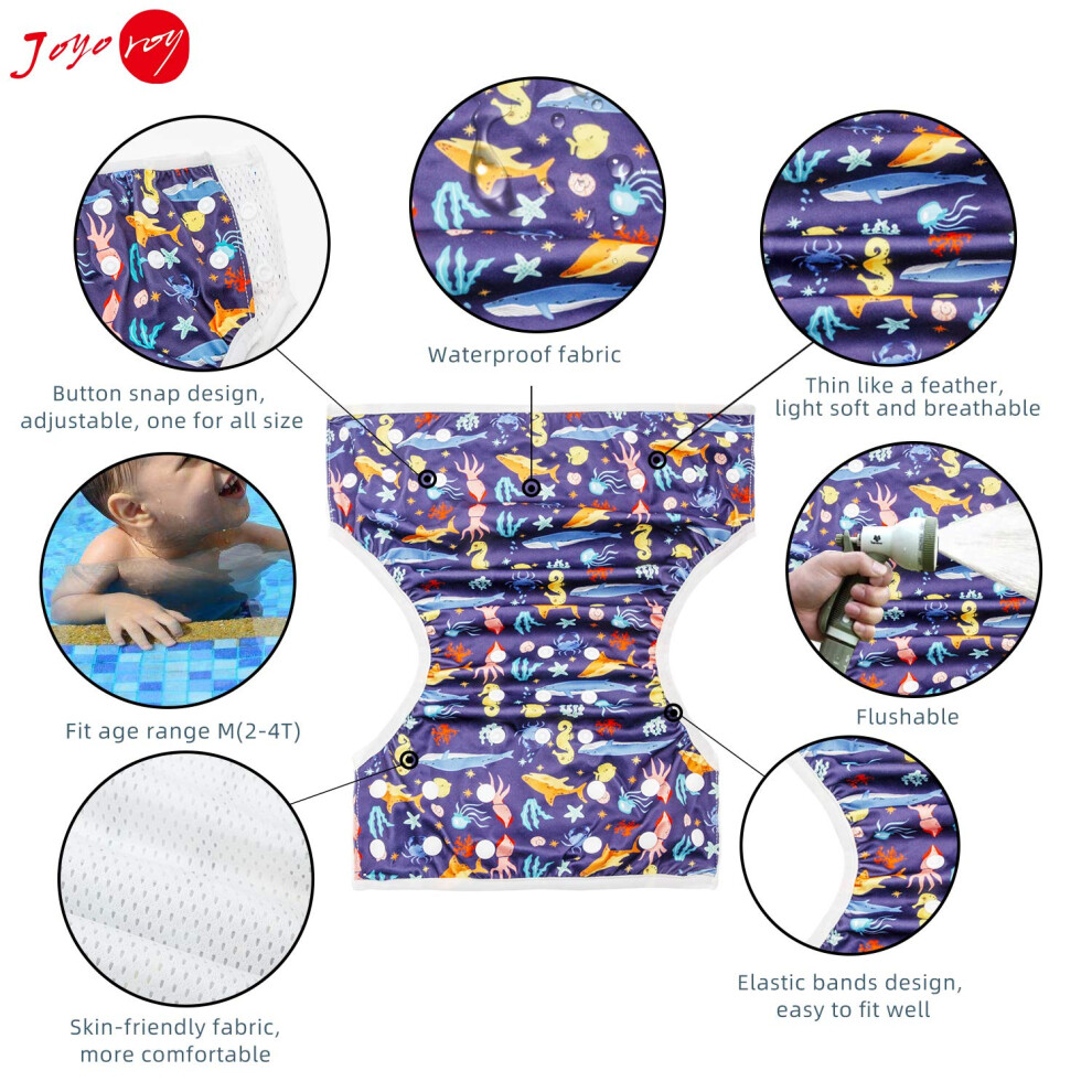 Joyo Roy Baby Swim Nappy 2Pack Reusable Swim Nappies For Baby Boy Adju