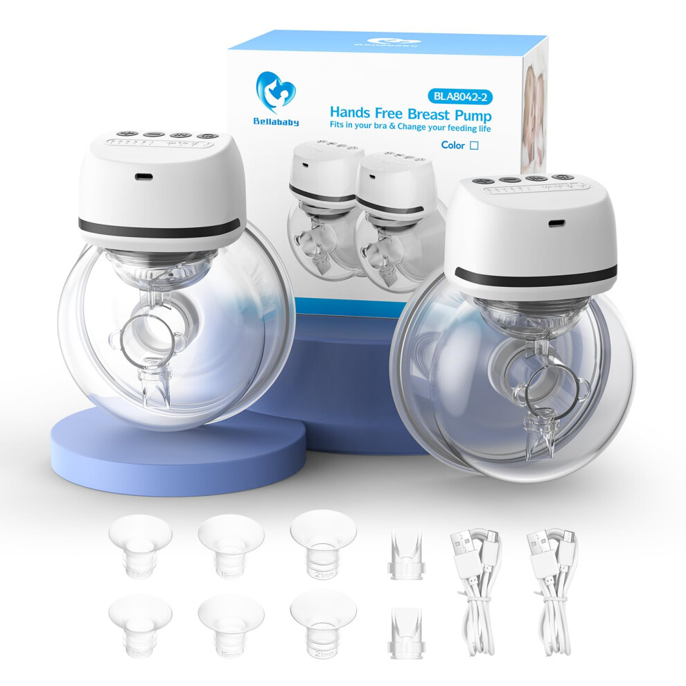 Breast Pump,Portable Wireless Wearable Rechargeable Hands Free Breast Pump Electric With 4 Modes & 6 Levels Bellababy