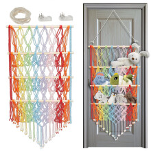NIHUIFDPY 3-Layer Large Capacity Stuffed Toy Hammock Organizer, Versatile Plush Toy Storage with 2 Hooks, Stable Stuffed Animals Holder for Kindergar