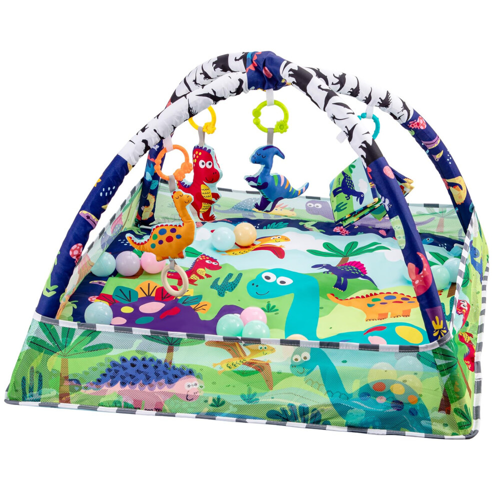 Ln Cozy Corne Baby Play Mat & Activity Gym, Portable 110X100x53cm Play Mat With Hanging Toys For Newborn & Infant Tummy Time, Sensory Playmat For Flo Ln Cozy Corner