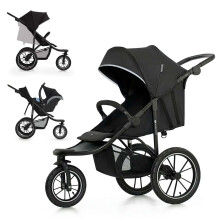 Kinderkraft HELSI 2 Buggy up to 22 kg, Buggy from Birth, Stroller with Large Air Tires, Reclining Function, Adjustable Parent Handle, Foldable, Under