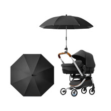 Universal UV Parasol Sun Canopy for Pushchairs and Buggy New Clip on Stroller Umbrella Baby Buggy Sun Parasol with Adjustable Fixing Clamp (Black)