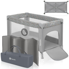 lionelo STEFI 2-in-1 Travel Cot & Baby zone Portable Baby Bed for Newborns and Toddlers 0-36 kg with Mattress, Side Entry, Breathable Mesh, LockGuard