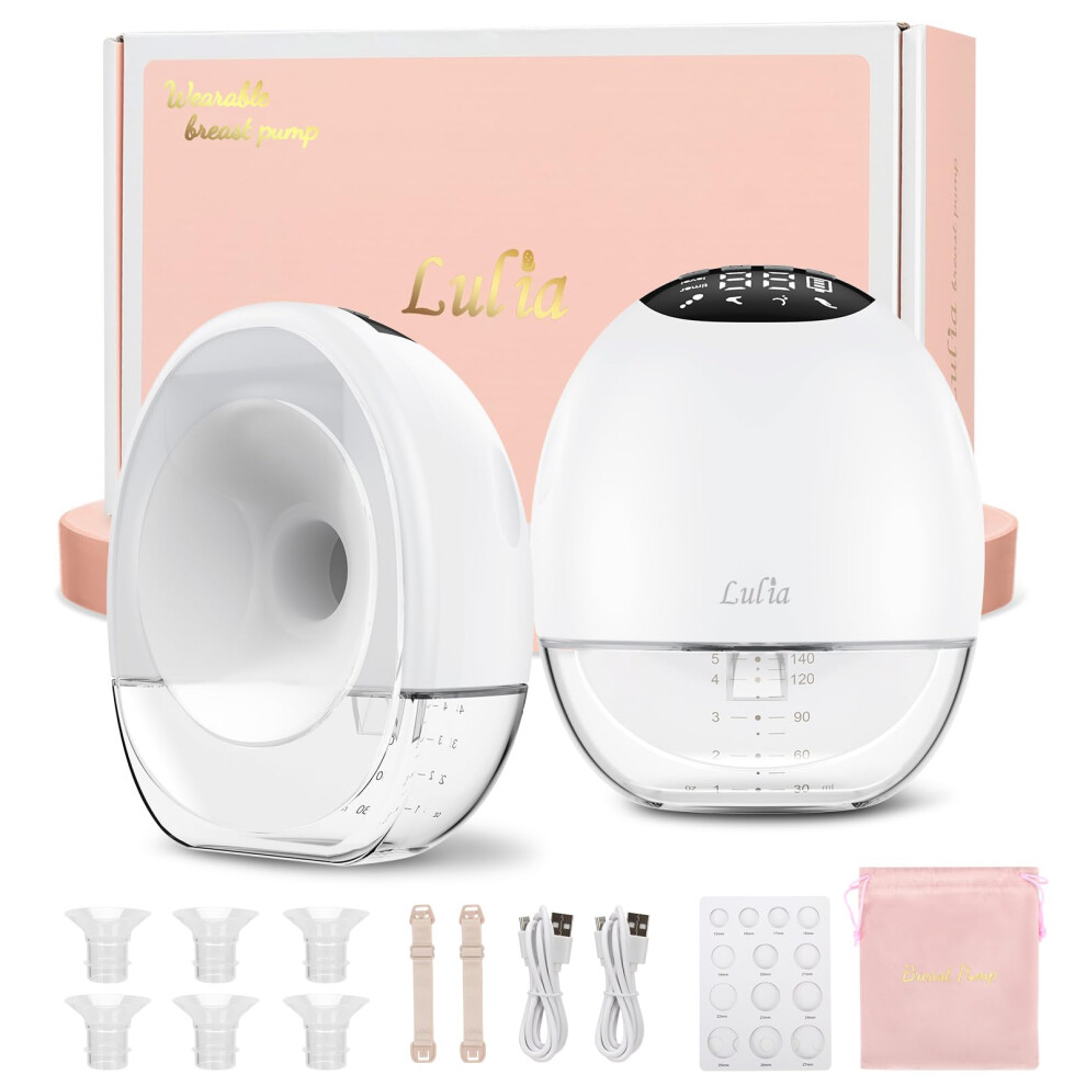 Lulia Electric Breast Pump, Wearable Breast Pumps With 4 Modes And 9 Levels, Hands Free Breast Pump With Strong Suction, Leakproof And Low Noise, 17