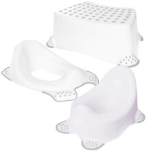 Babycurls Toilet Training Potty Set Includes Kids Non Slip Up Step Stool + Toilet Training Seat + Steady Potty Unisex White