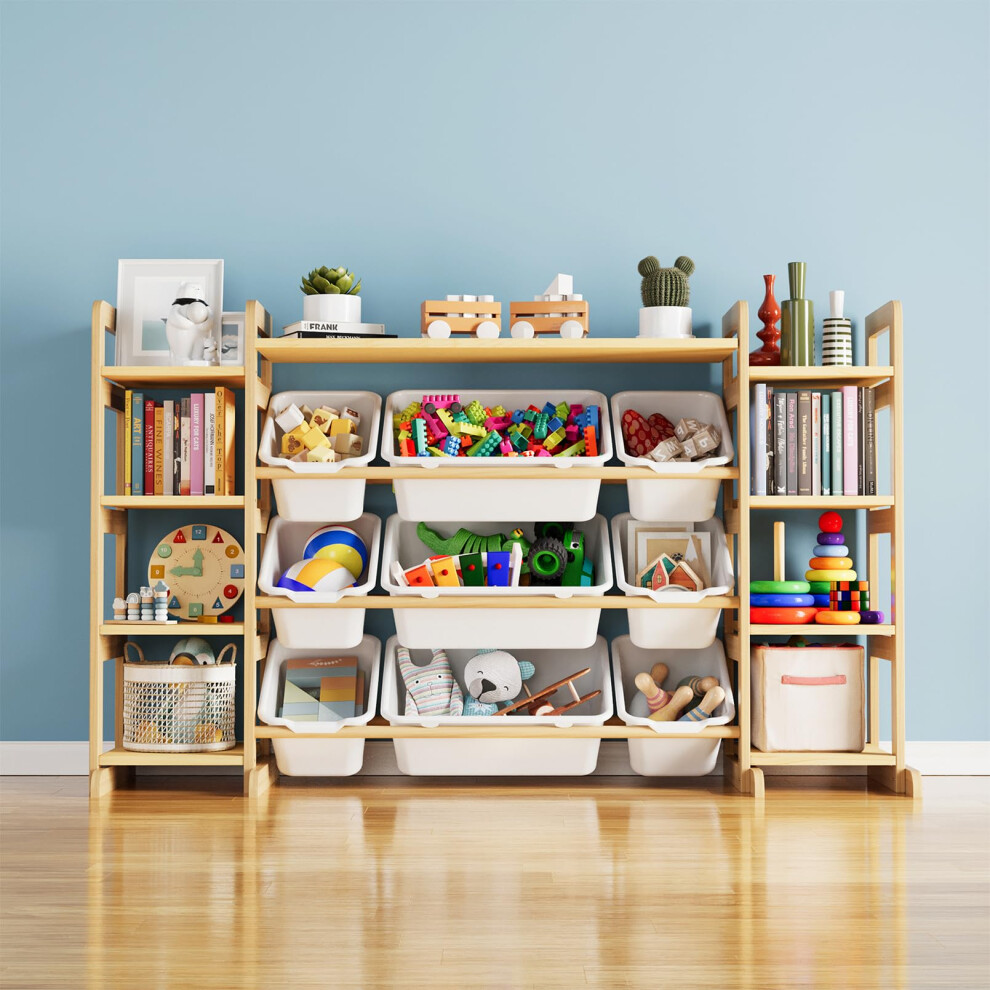 Spaceaid Large Toy Storage Organizer 9 Shelves 9 Bins, Toy Organizers Storage Bookshelf, Kids Bin Shelf Toys Box Bookcase For Bedroom Playroom Organi