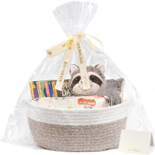 TIMEYARD Gift Basket Empty to Fill, Woven Baskets for Storage, Small Cute Basket for Easter, Dog Toy Storage, Decorative Baskets with Gift Bags & Rib