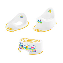 Baby Shark Potty Training Toilet Seat, Plus Step Stool, Lightweight, Anti-Stick, Wipe Clean Portable Seat 18M+ Toddler Toilet Range 3 Piece Set for K