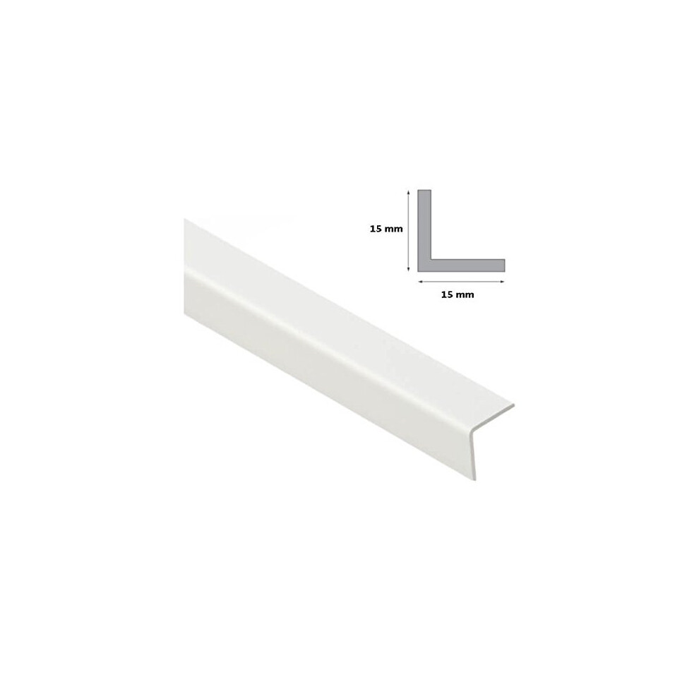 Cezar Pvc Corner Angle Trim – 10 10 Mm To 50 50 Mm - White Wall Guard Edge Protector - Impact-Resistant 1M Length Tmw Profiles (15Mm X 15Mm X