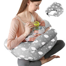 Mingfuxin Nursing Pillow for Breastfeeding, Multifunctional Breastfeeding Pillows with Adjustable Waist Strap & Safety Fence Pregnancy Maternity Pill