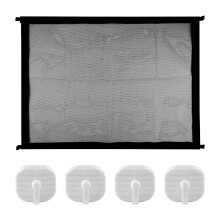 Lotsdonxia Black Fabric Stair Gate for Dogs & Babies with 4 hooks – Retractable No Drilling Indoor Pet Safety Barrier, Portable Mesh Puppy Gate