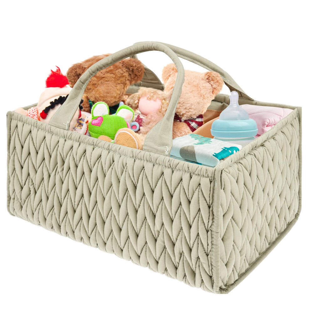 Baby Diaper Organiser, Caddy Basket Organiser With Removable Dividers Nappy Caddy Organisers With Handle Portable Baby Nursery Nappy Storage N Gatphy