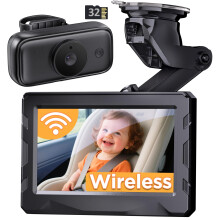 Wireless Baby Car Camera, 40 Hours Battery Life & 940mn Night Vision, Baby Car Monitor no WiFi Needed, 1080P Video Record, 360 Adjustable, Rear Faci