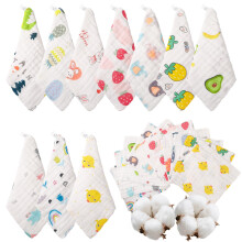 saerryor 10PCS Cotton Muslin Squares for Baby, 25 * 25cm Extra Soft Reusable Baby Wash Cloths, 6 Layers Organic Cotton Baby Towels Burp Cloths with P