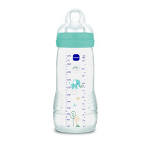 MAM Easy Active Baby Bottle, Easy-to-Grip Ergonomic Bottle, Large Learning Bottle, MAM No. 3 Silicone Teat and Leak-Proof Lid, 4+ Months, Blue, 330 m