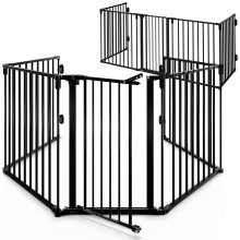 CASARIA 5 Section Foldable Metal Fireplace Safety Gate with Safety Door Lock | Foldable 306x77cm Fireplace Safety Gate Barrier | Steel Plastic Dog B