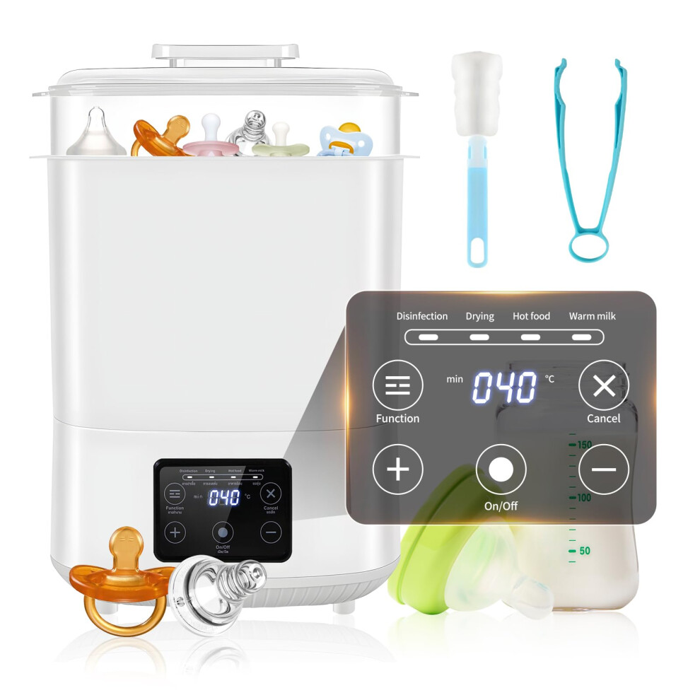 Cupeohome Baby Bottle Steriliser And Dryer, 4-In-1 Auto Bottle Steriliser And Dryer With Digital Led, Electric Steam Bottle Sanitizer For Baby Stuff,