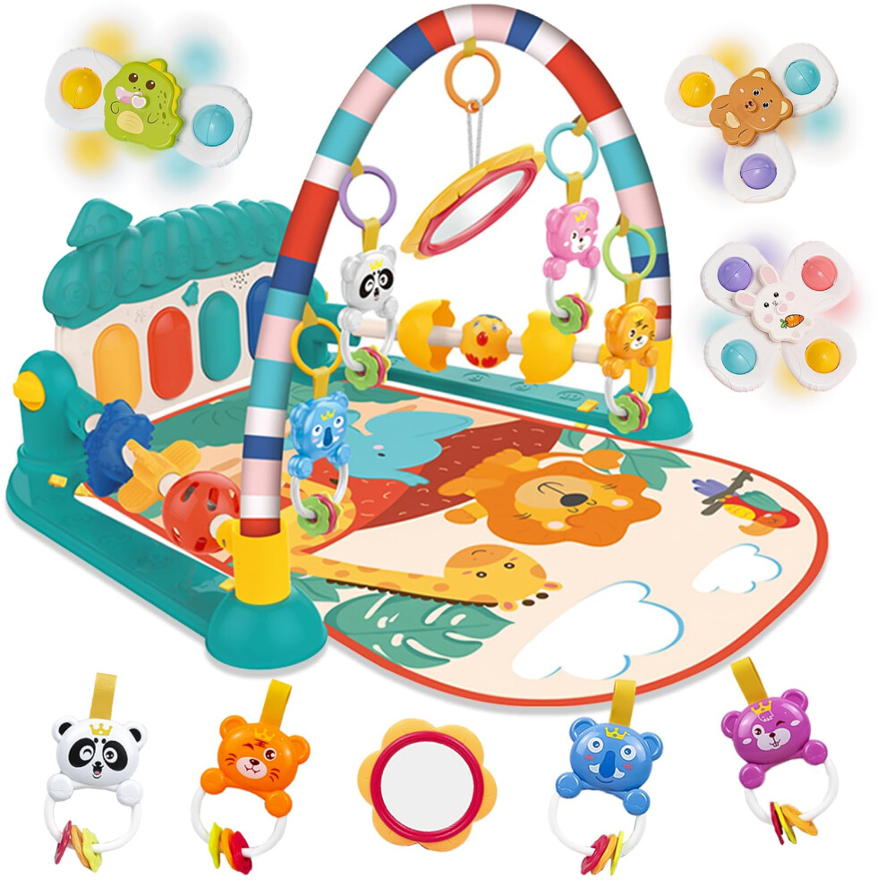 Caunedy Baby Play Mat Baby Gym,Baby Play Gym For Floor With Music, Light And Rattles,Baby Sensory Tummy Time Mat Toy For Newborn Baby 0 3 6 12 Months