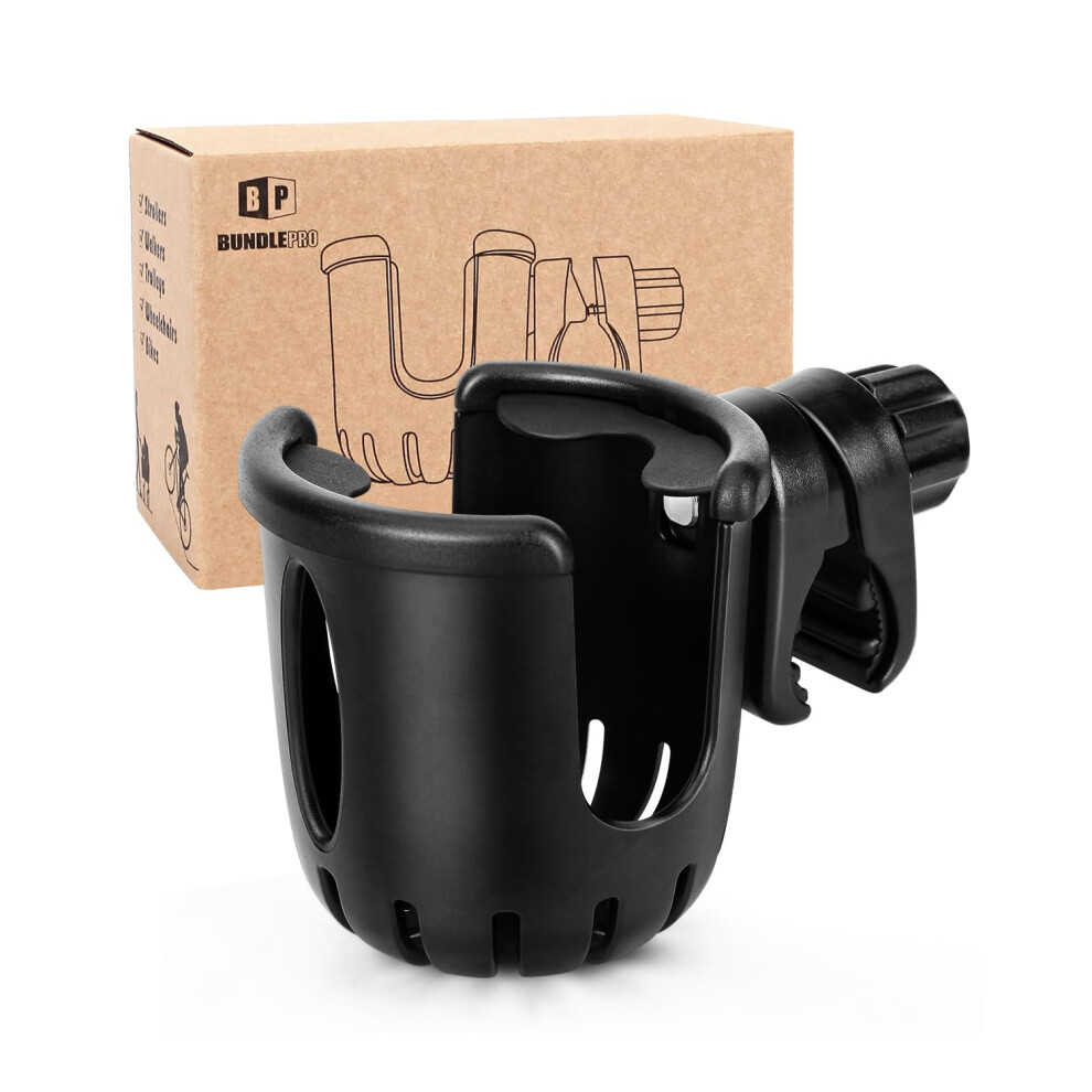 Universal Cup Holder Stroller Drink Holder For Bikes, Trolleys Or Walkers, Fits Most Cups Bundlepro